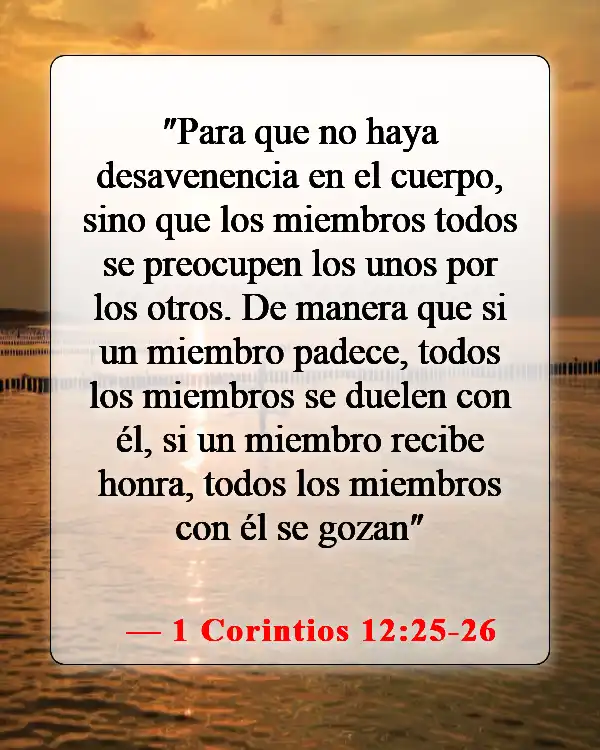 Versículos bíblicos sobre ayudar a los que están sufriendo (1 Corintios 12:25-26)