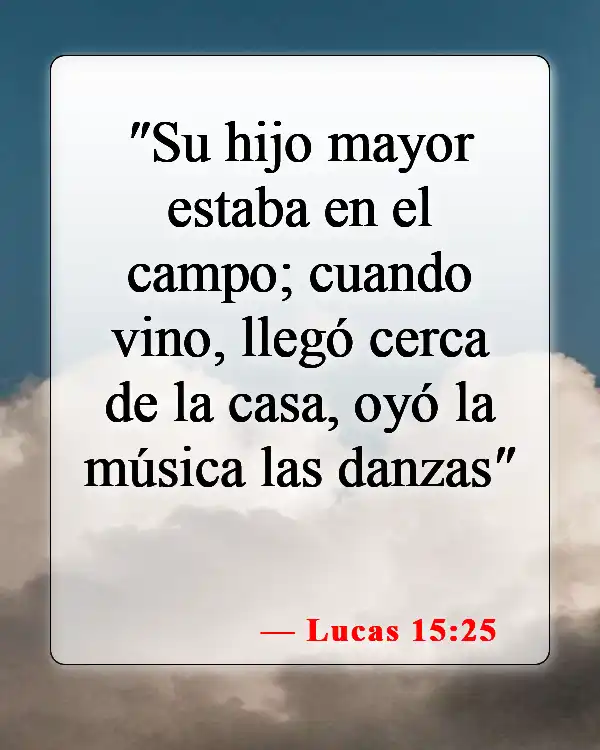 Versículos de la Biblia sobre bailar en la iglesia (Lucas 15:25)