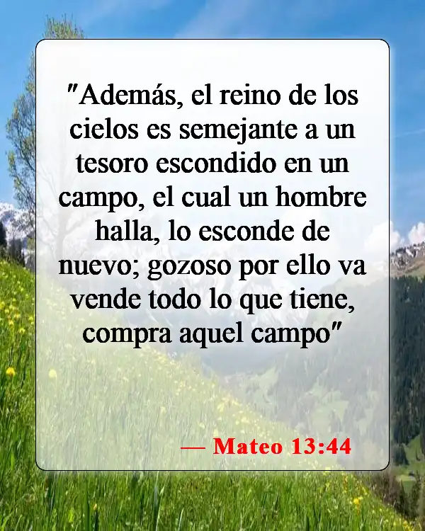 Versículos bíblicos sobre entrar en el reino de Dios (Mateo 13:44)