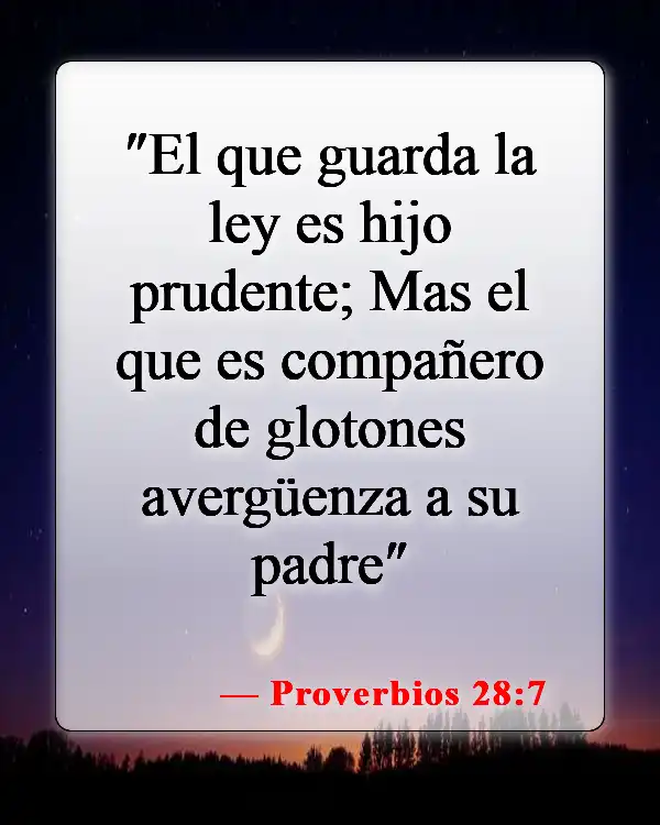 Versículos bíblicos sobre la disciplina de los hijos (Proverbios 28:7)