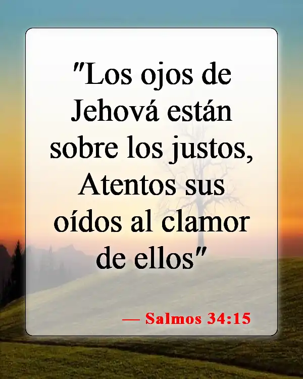 Versículos bíblicos sobre la oración en el hogar (Salmos 34:15)